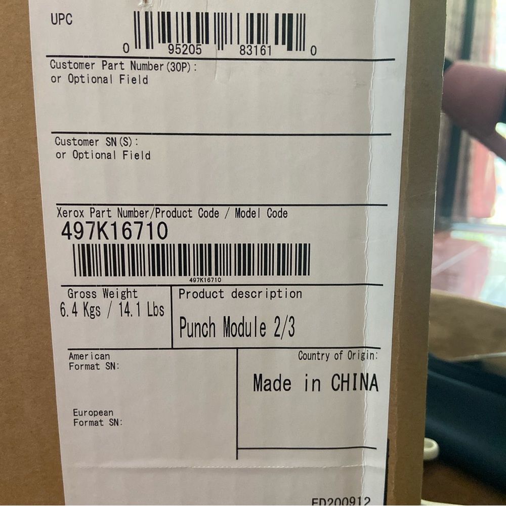 Xerox 497k16710 punch module 2/3